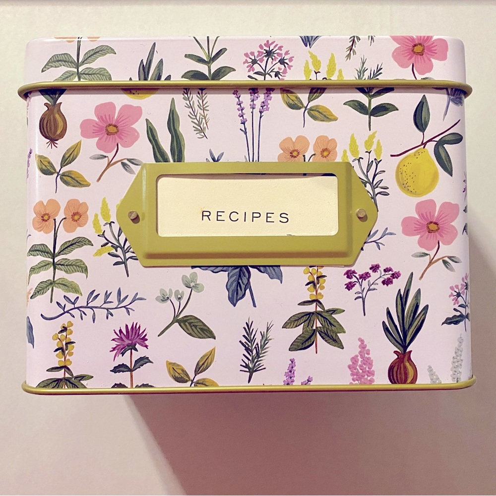 NWOT Rifle Paper Co Metal Recipe Box lavender floral